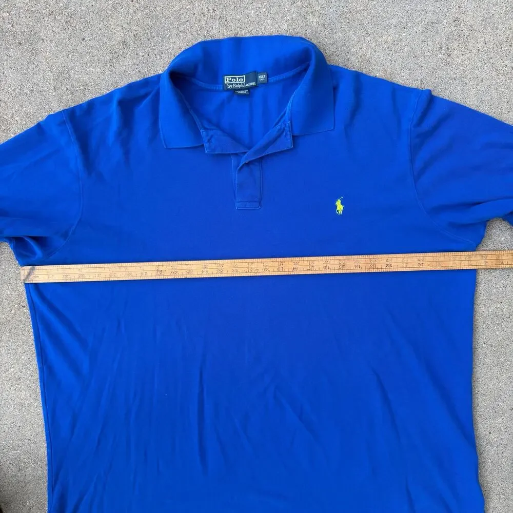 Y2K Polo Ralph Lauren Royal Blue Chartreuse Logo Short Sleeve Polo Shirt 3XLT